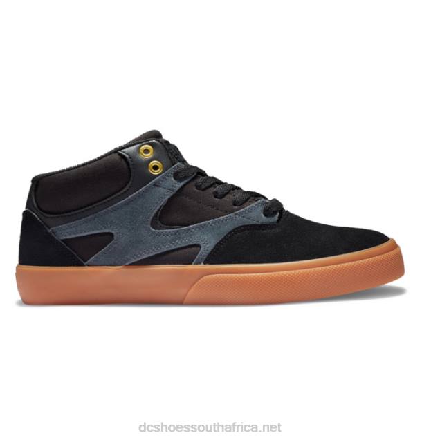 Black/Gum PR2L177 DC Shoes Men's Kalis Vulc Mid-Top Skate Shoes