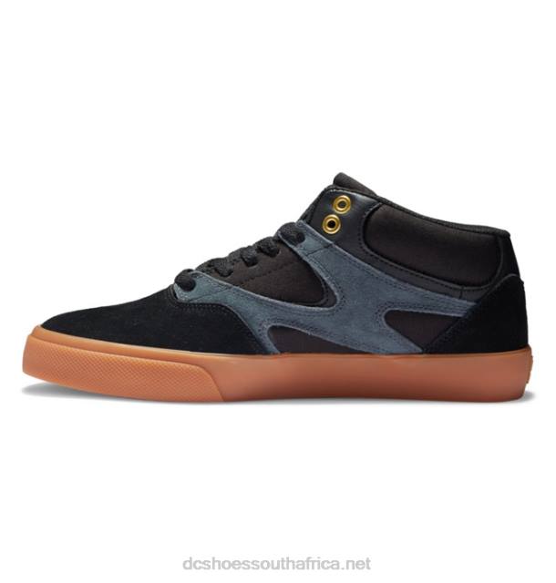 Black/Gum PR2L177 DC Shoes Men's Kalis Vulc Mid-Top Skate Shoes