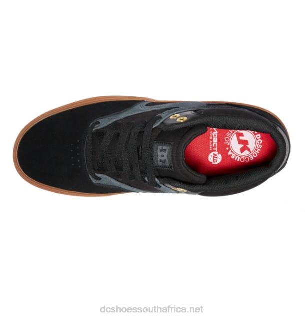 Black/Gum PR2L177 DC Shoes Men's Kalis Vulc Mid-Top Skate Shoes