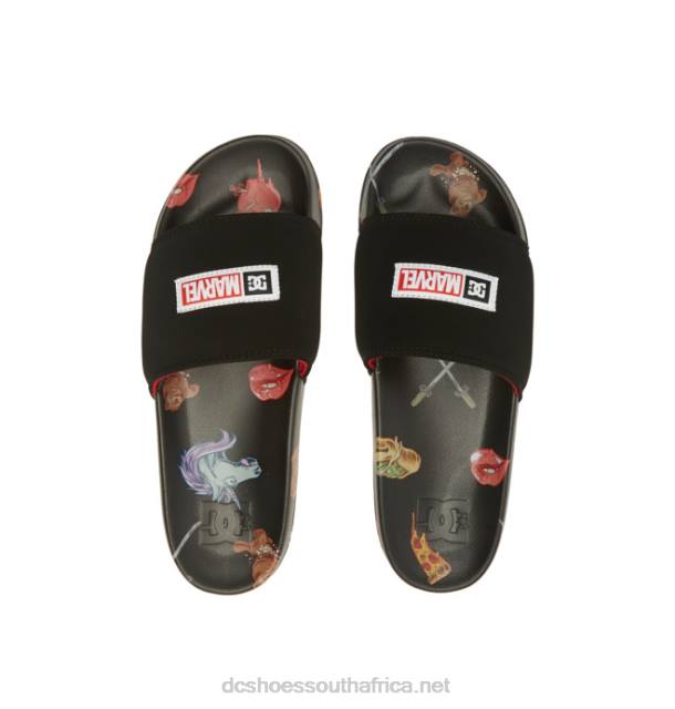 Black Print PR2L353 DC Shoes Men's Marvel Deadpool x DC Slides