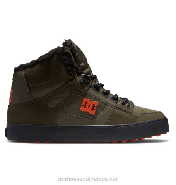 Dusty Olive/Orange PR2L303 DC Shoes Men's Pure High-Top Winter Shoes