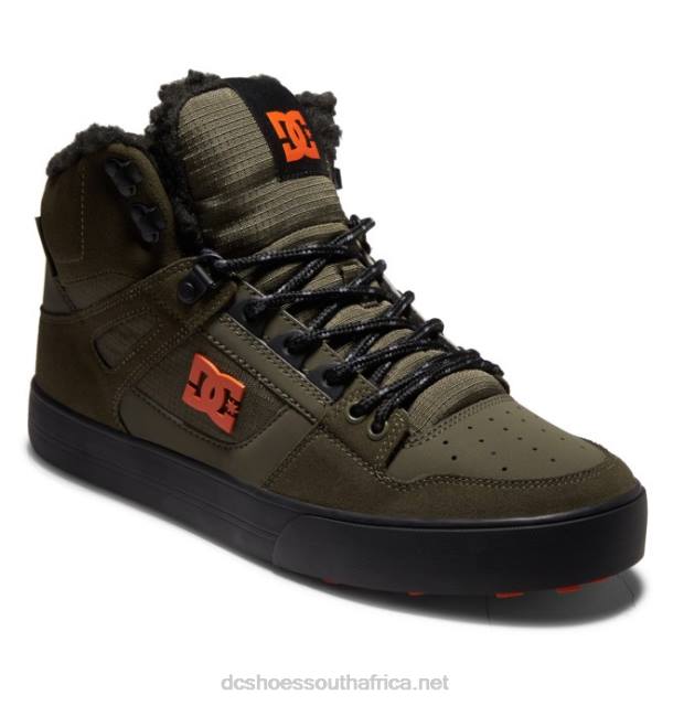 Dusty Olive/Orange PR2L303 DC Shoes Men's Pure High-Top Winter Shoes