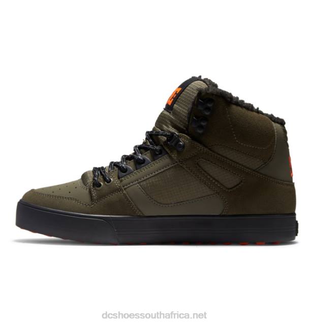 Dusty Olive/Orange PR2L303 DC Shoes Men's Pure High-Top Winter Shoes