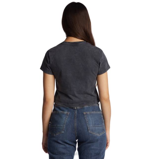Black Acid PR2L485 DC Shoes Women's DC Star Fill Cropped Baby T-Shirt