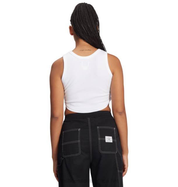 White PR2L462 DC Shoes Women's Boyfriend Crop Tank Top