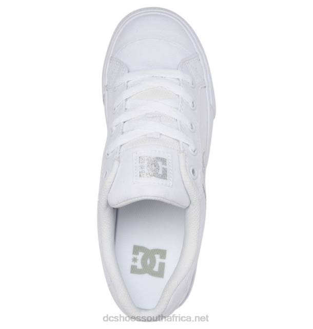 White/Silver PR2L455 DC Shoes Women's Chelsea Canvas Shoes