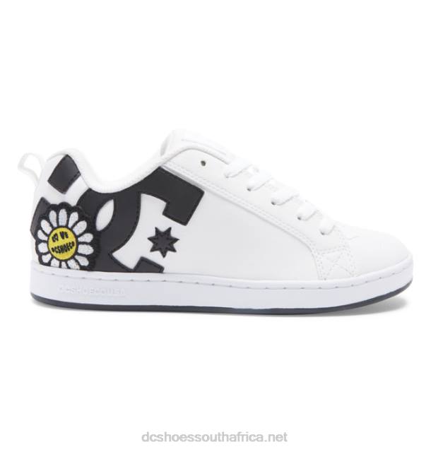 White/Black/Yellow PR2L448 DC Shoes Women's Court Graffik Shoes