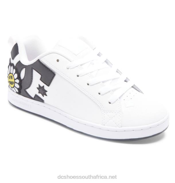 White/Black/Yellow PR2L448 DC Shoes Women's Court Graffik Shoes