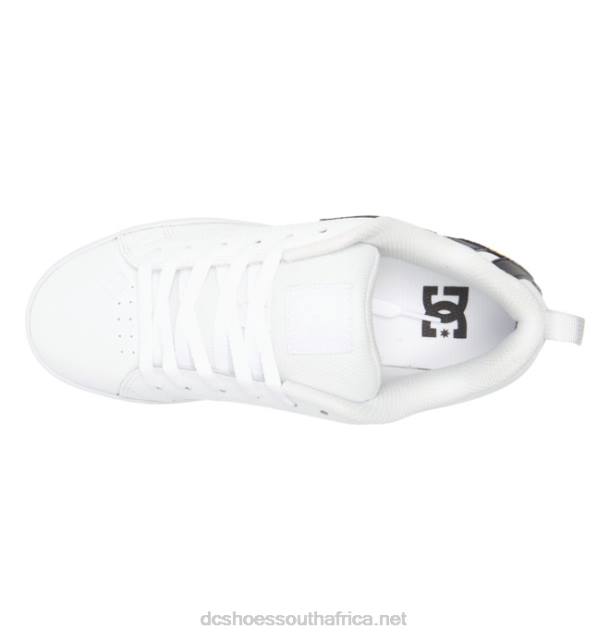 White/Black/Yellow PR2L448 DC Shoes Women's Court Graffik Shoes