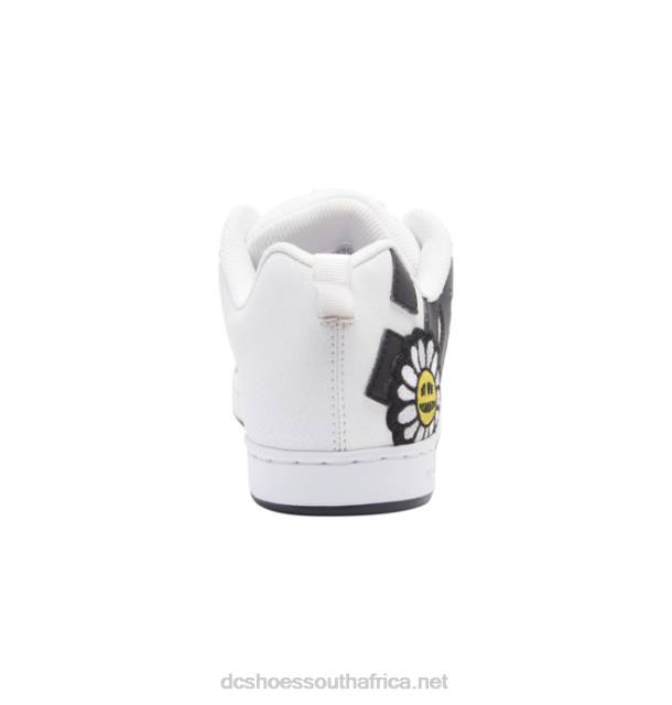 White/Black/Yellow PR2L448 DC Shoes Women's Court Graffik Shoes