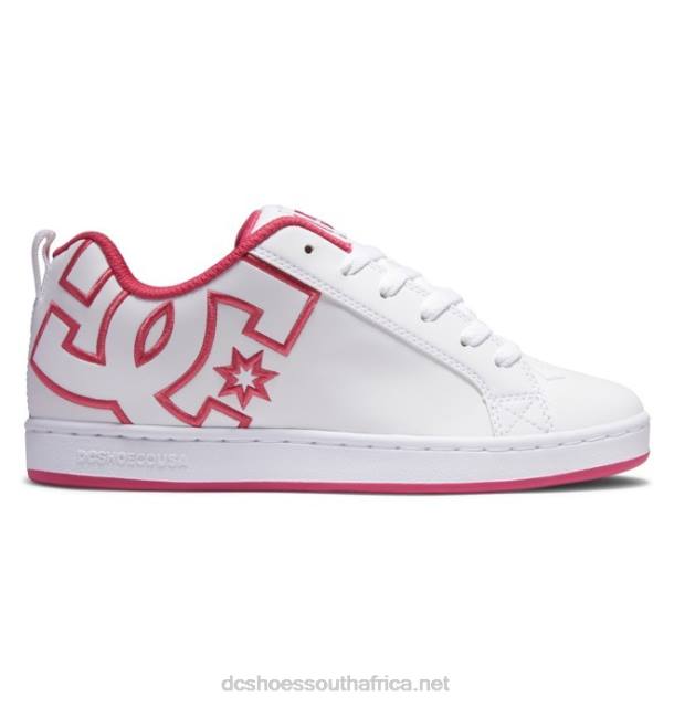 White/Crazy Pink PR2L459 DC Shoes Women's Court Graffik Shoes