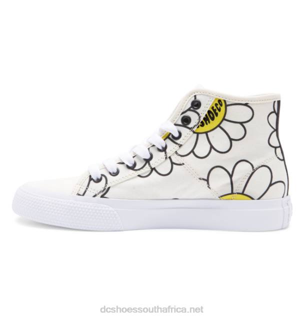White/Black/Flower PR2L470 DC Shoes Women's Manual HI High-Top Canvas Shoes