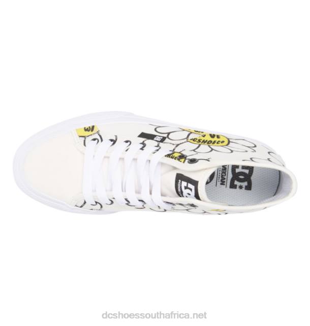 White/Black/Flower PR2L470 DC Shoes Women's Manual HI High-Top Canvas Shoes
