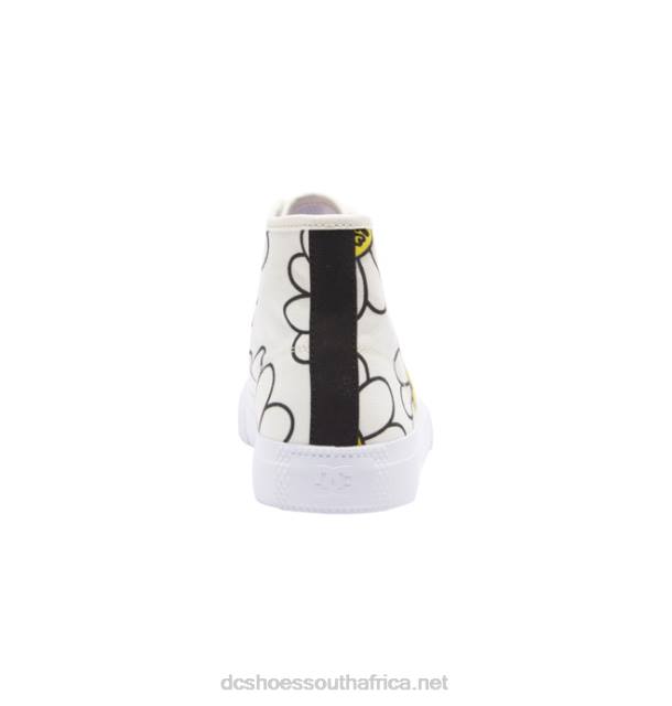 White/Black/Flower PR2L470 DC Shoes Women's Manual HI High-Top Canvas Shoes