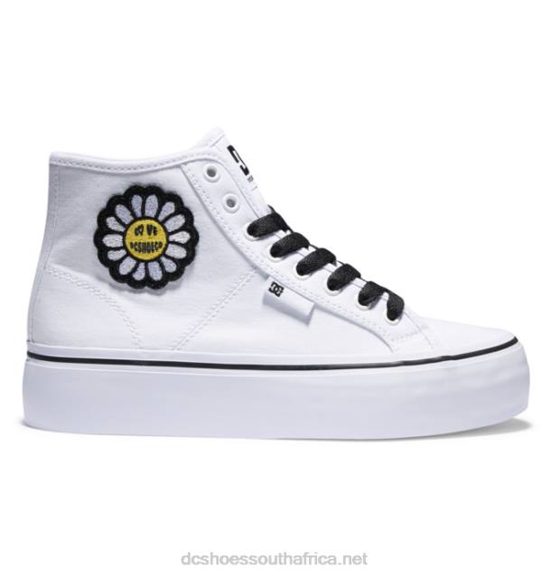 White/Black/Flower PR2L471 DC Shoes Women's Manual Hi Platform High-Top Shoes