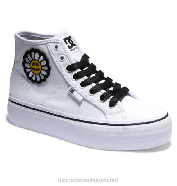 White/Black/Flower PR2L471 DC Shoes Women's Manual Hi Platform High-Top Shoes